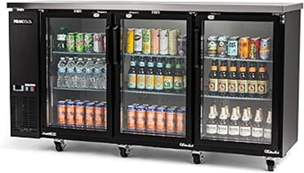 three door beverage cooler