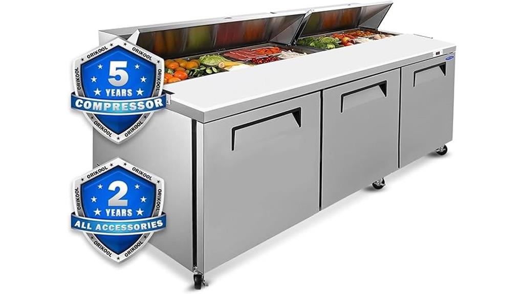 three door salad prep fridge