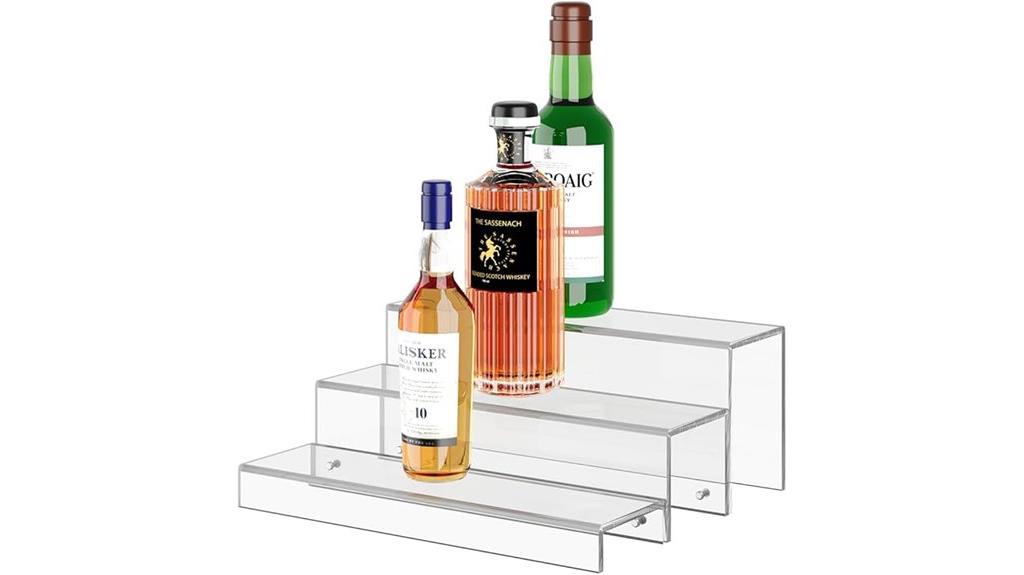 three tier liquor shelving