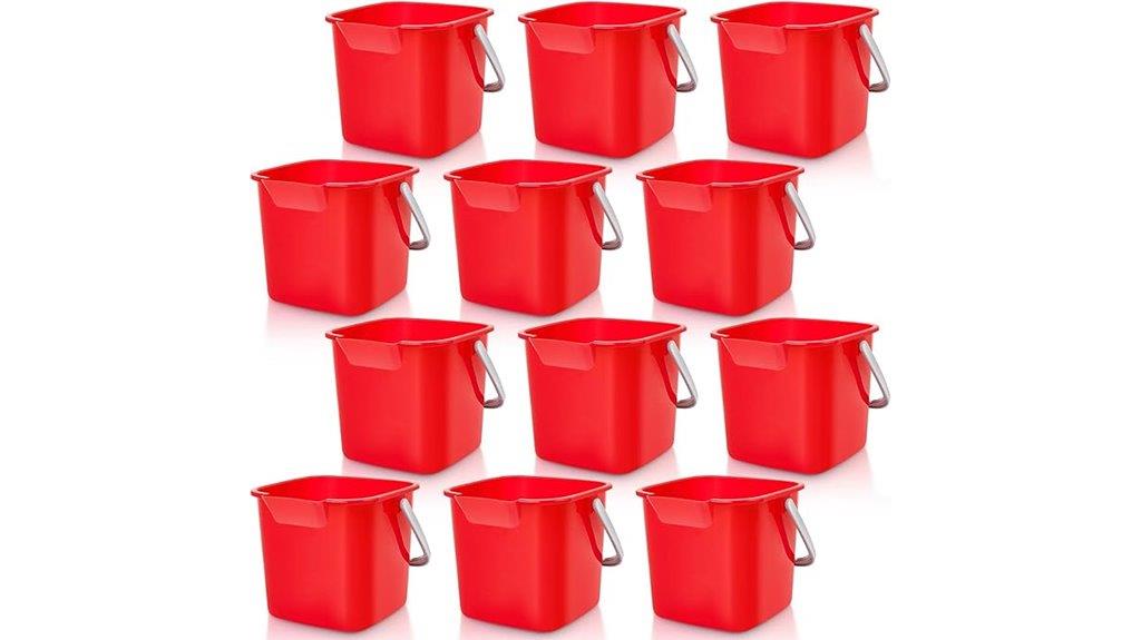 twelve sanitizer cleaning buckets