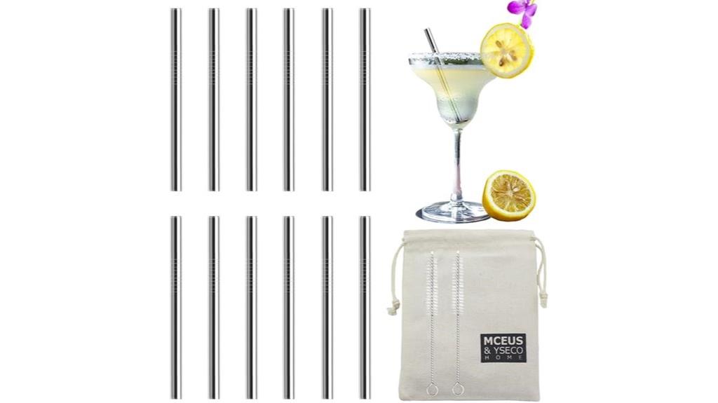 twelve stainless steel straws