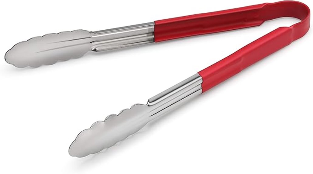 twelve stainless steel tongs