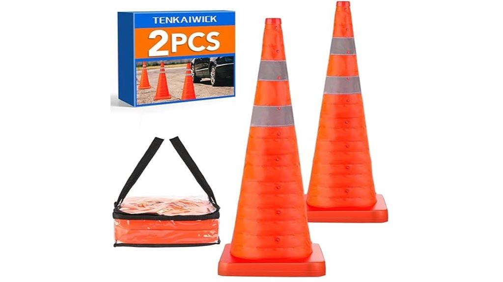 two collapsible safety cones