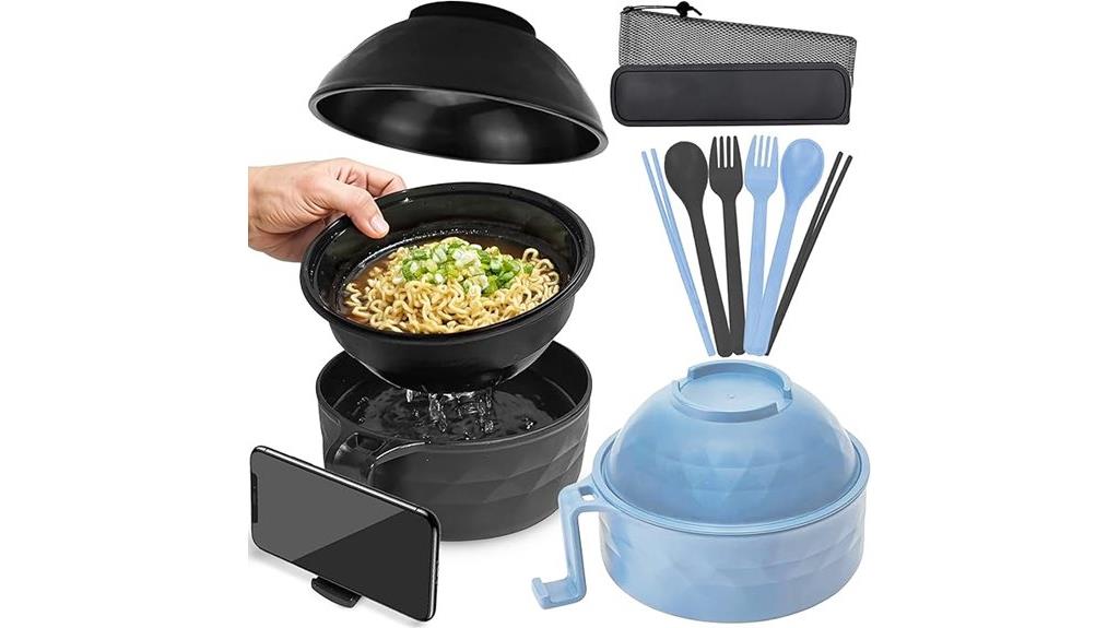 two microwave ramen bowls