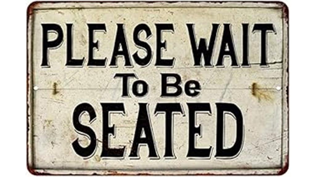 vintage restaurant seating sign