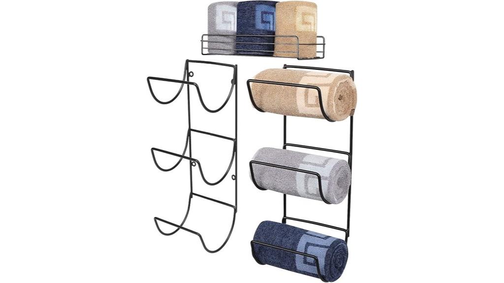 wall mounted black towel rack