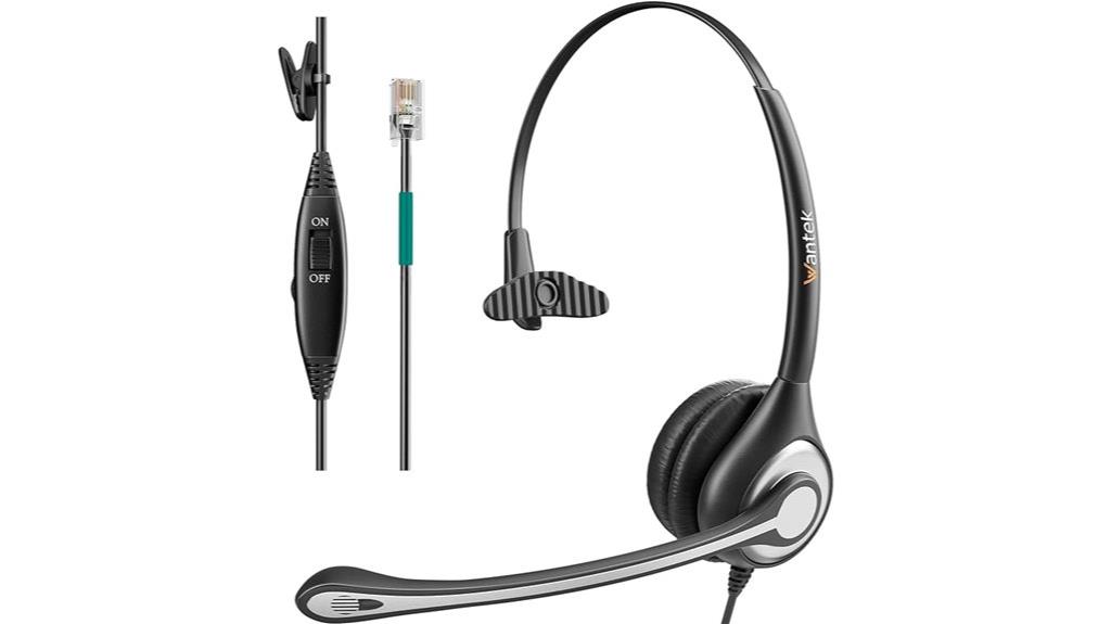 wantek noise canceling corded headset