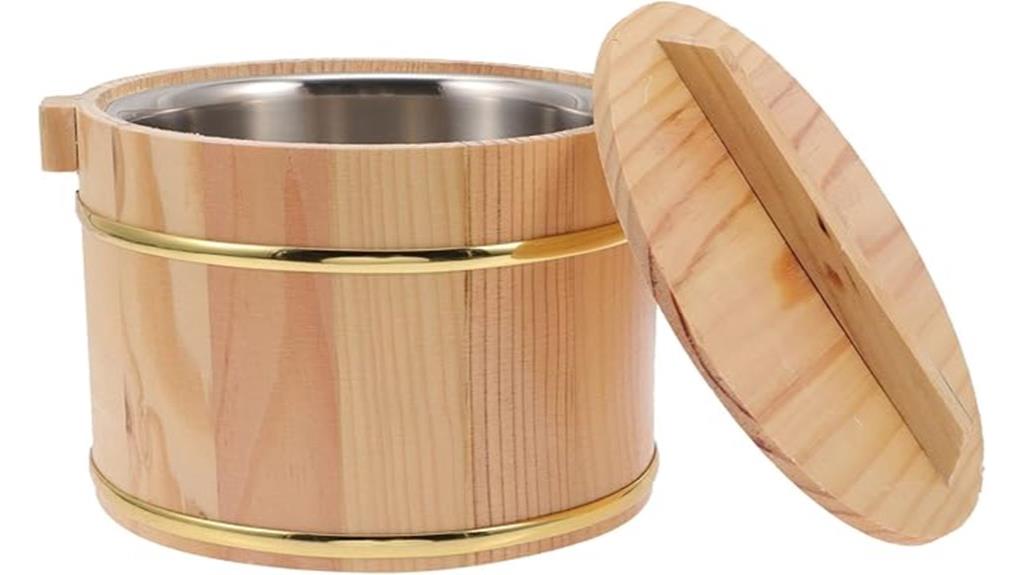 wooden rice storage container
