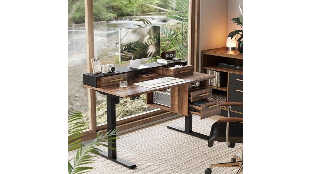 adjustable desk with storage