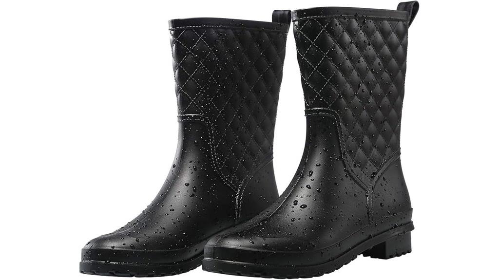 black waterproof mid calf boots