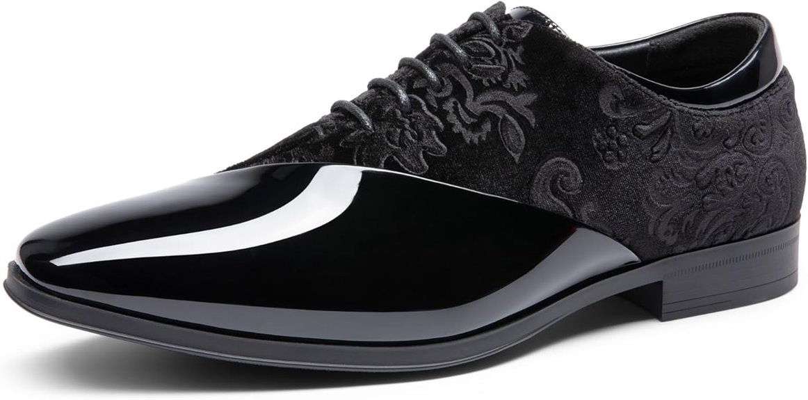 classic velvet patent tuxedo shoes