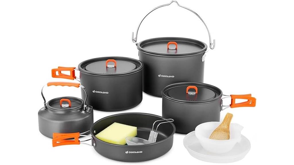 complete 18 piece camping cookware