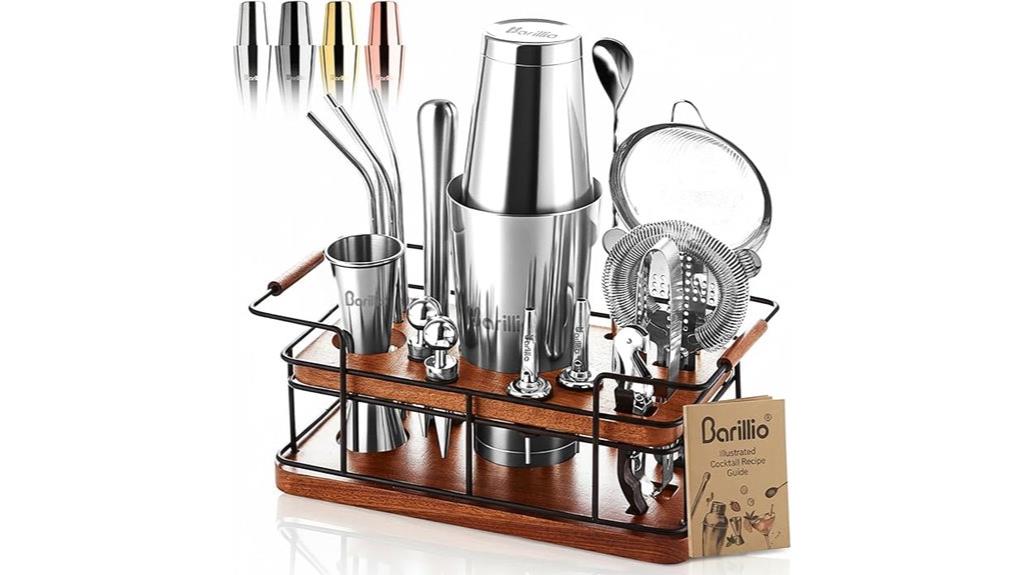 complete bartender set with stand