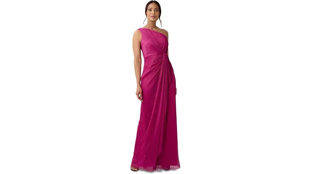 elegant pleated evening gown