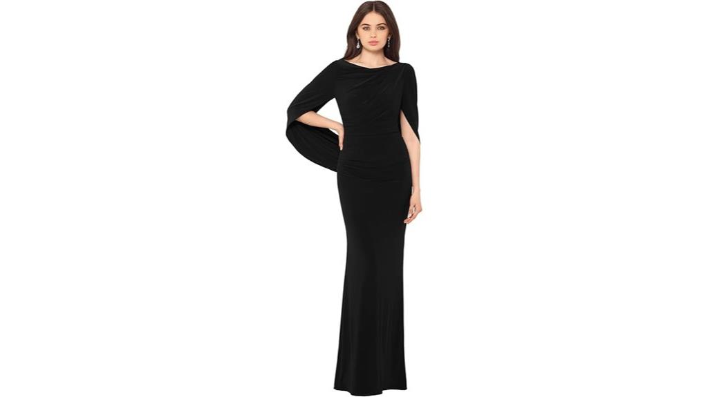 elegant stretchy cowl neck gown