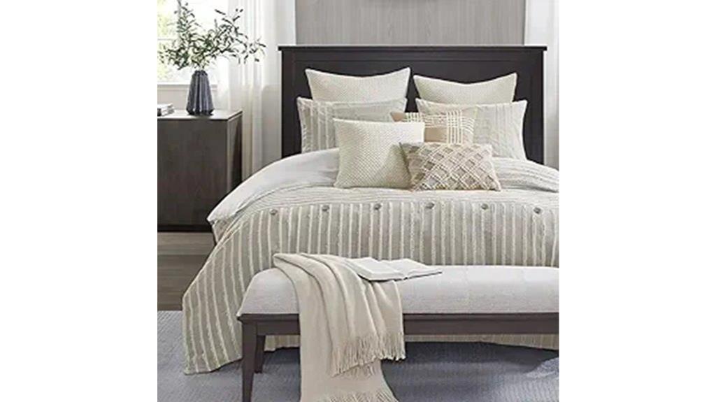 elegant striped button comforter