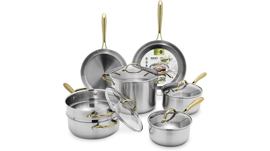 eleven piece stainless cookware