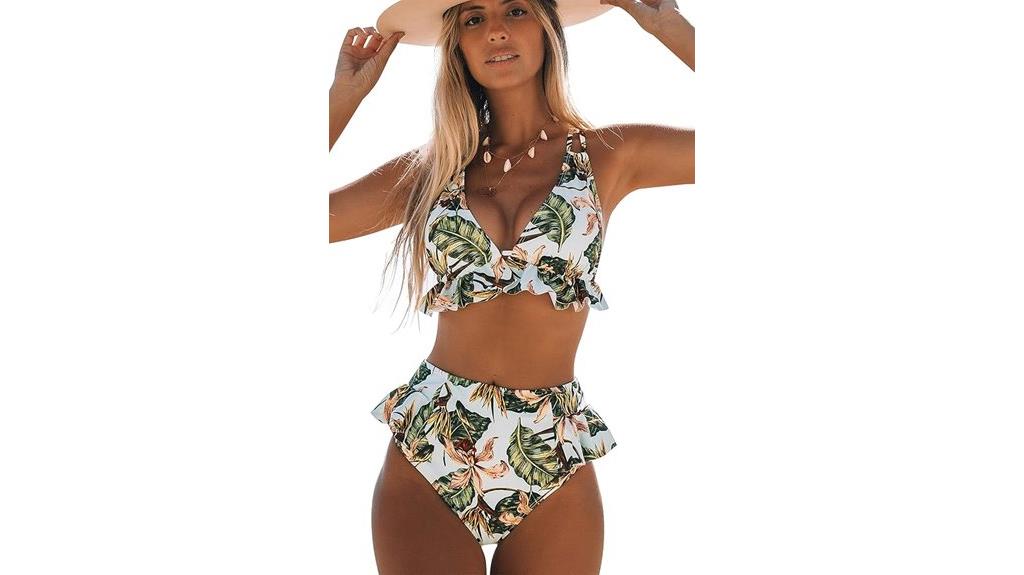high waist ruffle bikini