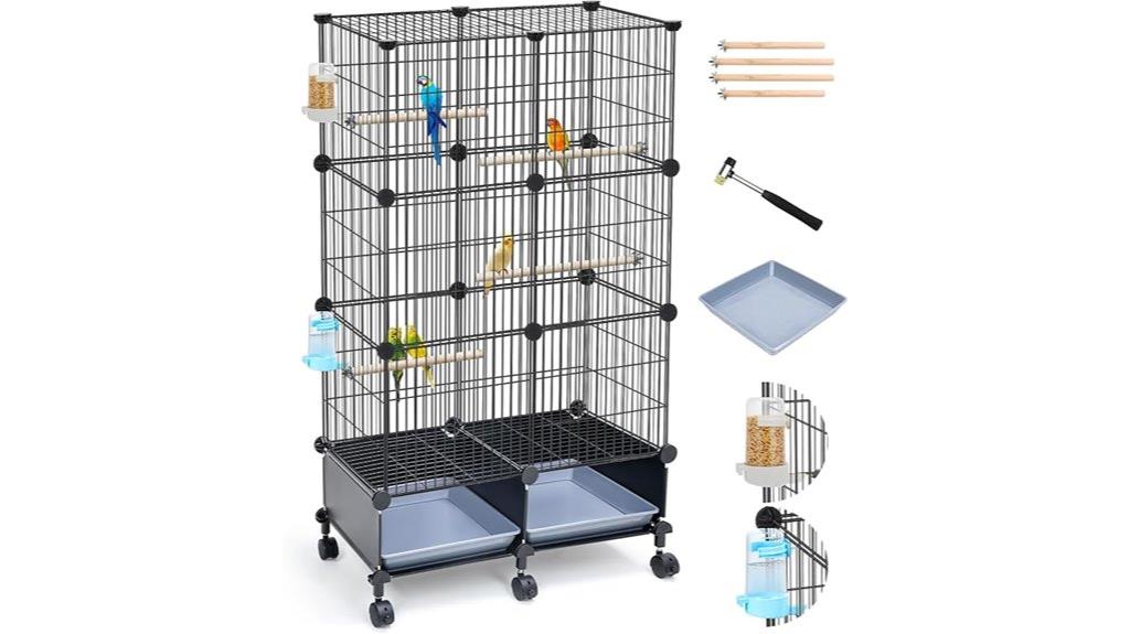 large bird cage with accessories