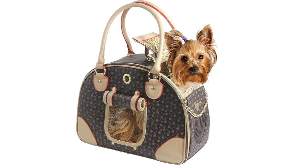 large brown leather pet carrier