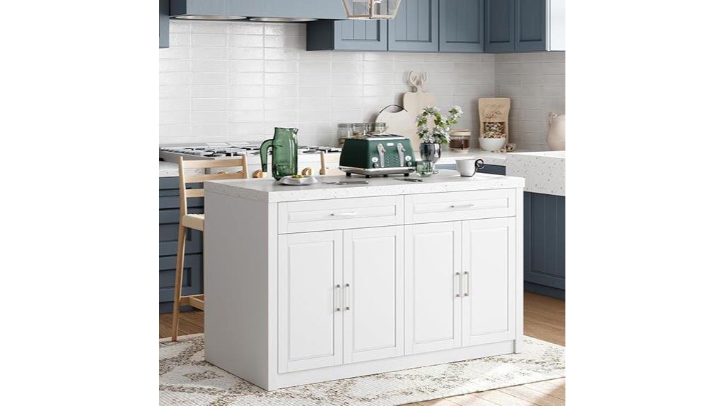 large kitchen island with charging