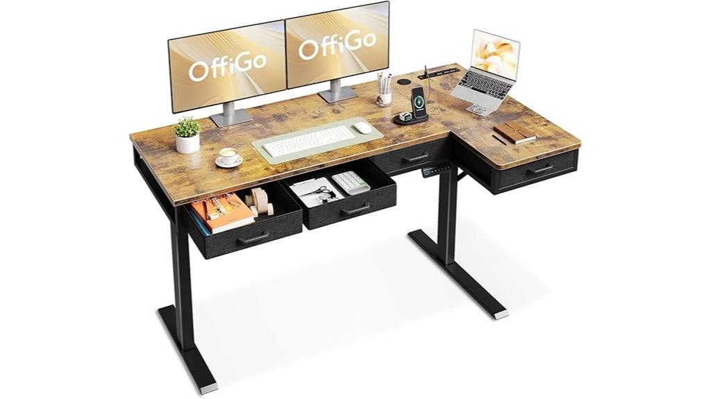 large l shaped electric desk