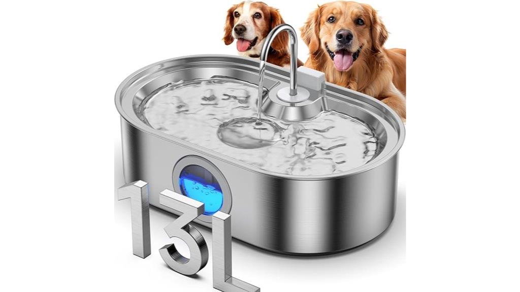 large stainless steel water fountain