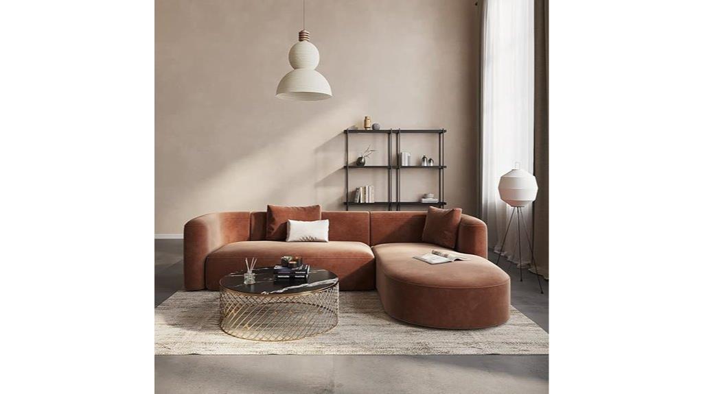 luxury velvet l shaped sofa