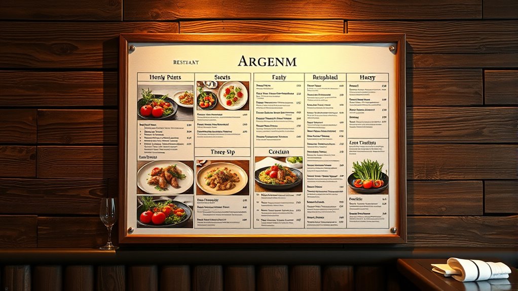 menu photo and copy standards