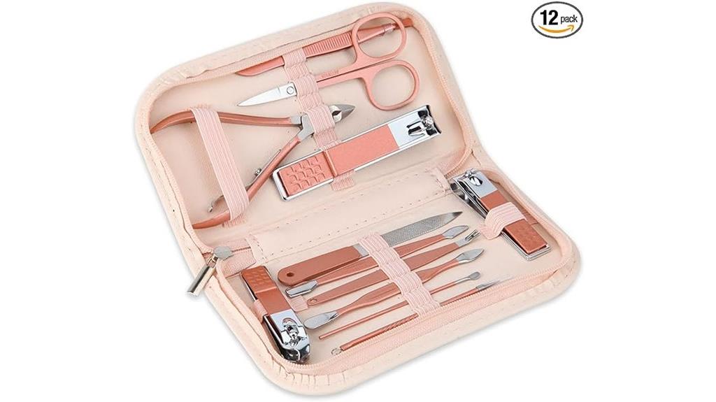 pink leather manicure kit