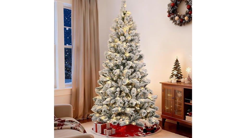 pre lit snow flocked tree