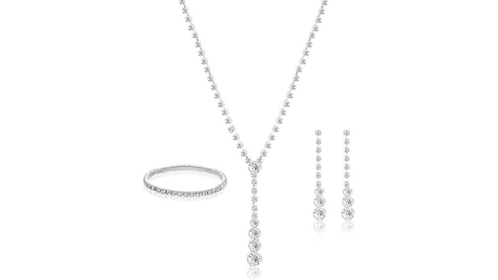 silver rhinestone jewelry set
