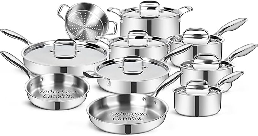 stainless steel 17 piece cookware