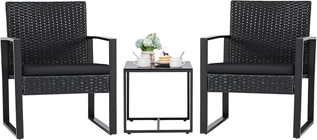 three piece patio wicker set