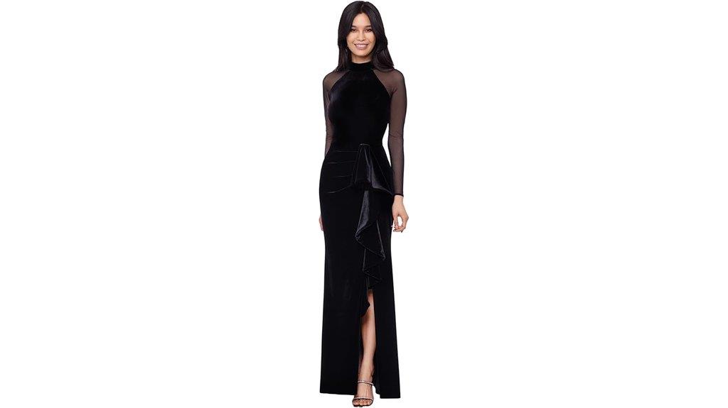 velvet ruched mock gown
