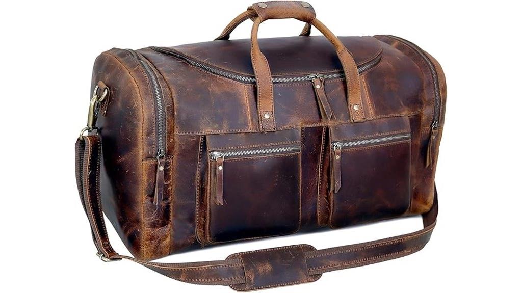 vintage leather duffle bag