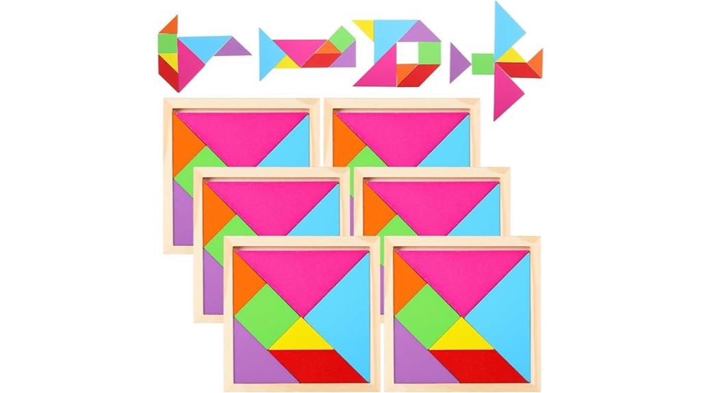 wooden tangram puzzle set