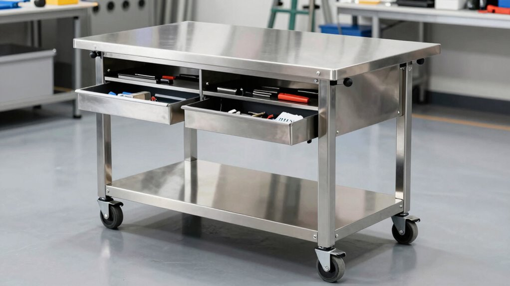 durable mobile safe work table