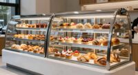 top curved glass bakery displays