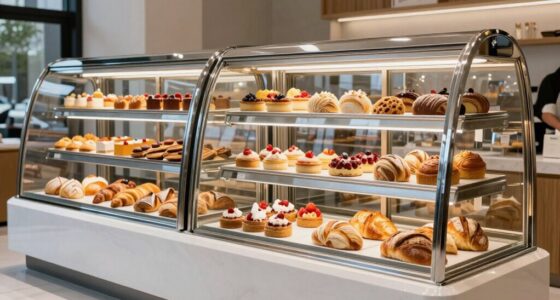 top curved glass bakery displays