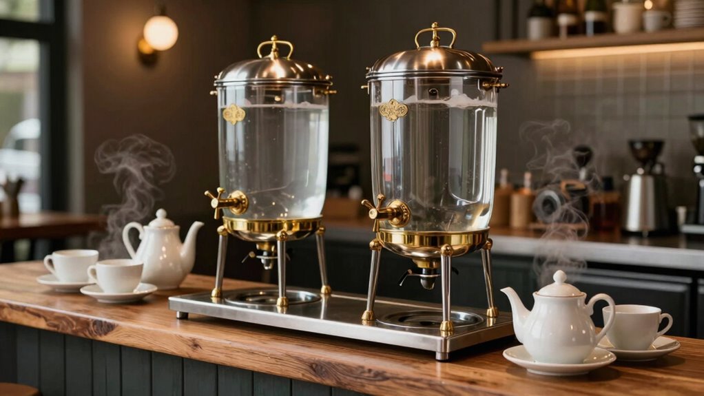 tea service hot water towers