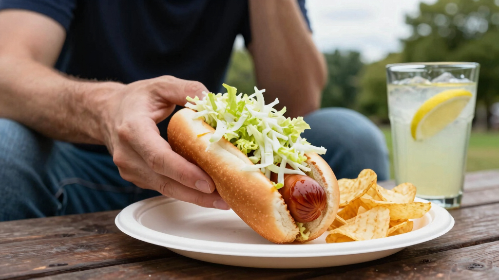 hot dogs with vinegared iceberg and potato chips