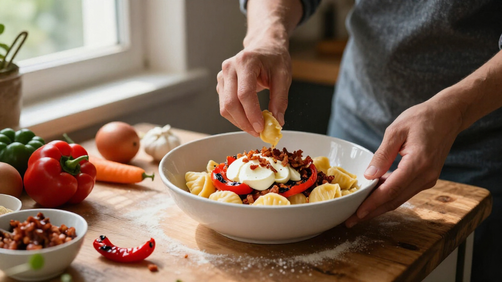 Gnocchi Estivi Con Mozzarella, Peperoni E Pancetta
