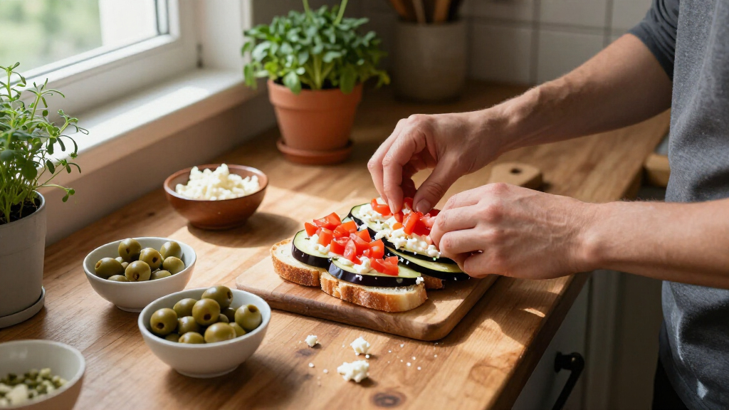 Friselle Con Pomodoro, Melanzane, Ricotta Affumicata E Olive