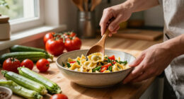 Garganelli Alle Zucchine Con Fave E Pomodoro