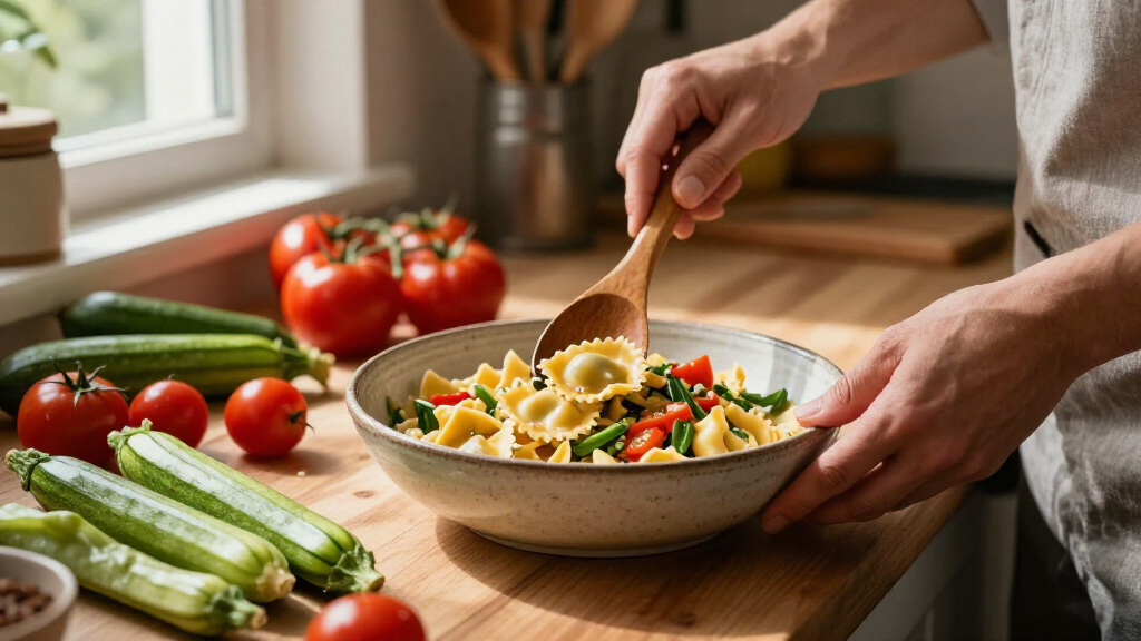 Garganelli Alle Zucchine Con Fave E Pomodoro