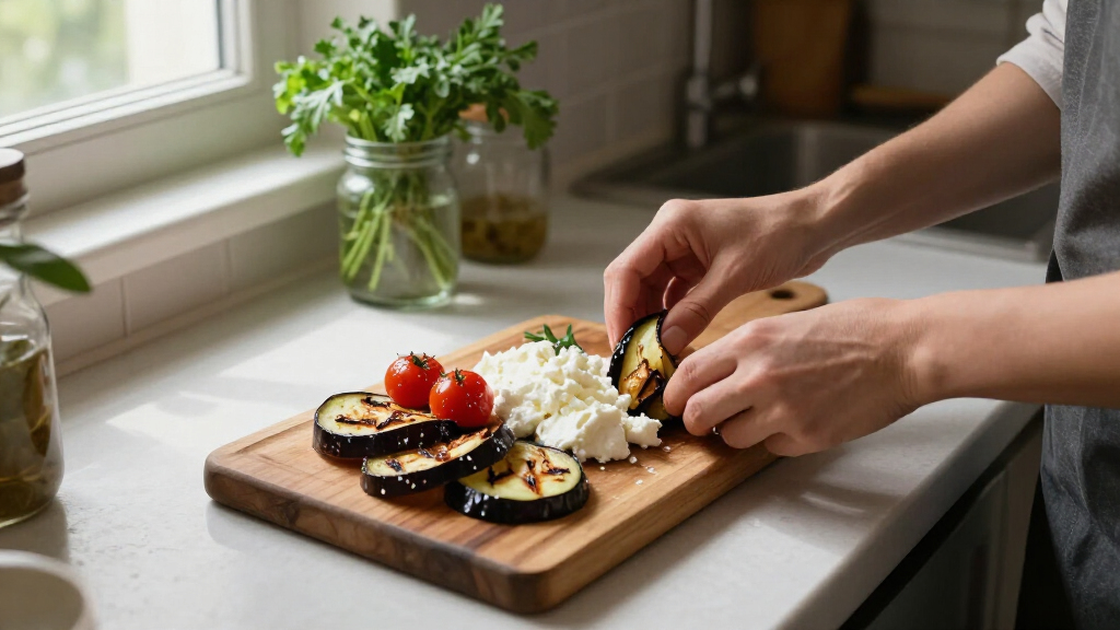 Melanzane, Pomodorini Confit E Ricotta Salata, Antipasto Vegetariano