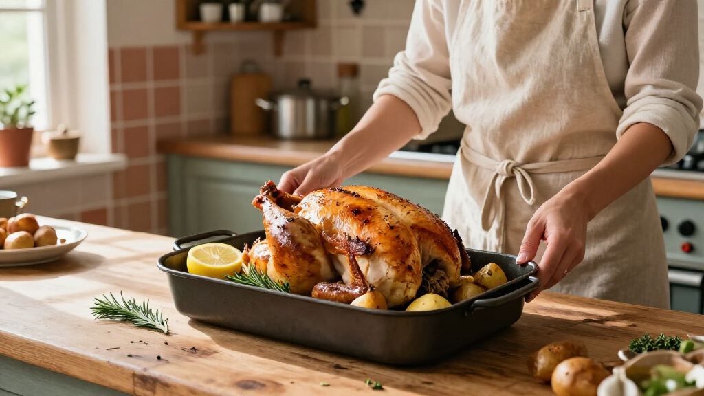 Sunday Roast Chicken, Italian Style: Lemon, Herbs, And Pan Potatoes